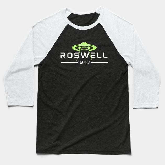 Roswell UFO 1947 - Alien Flying Saucer Crash Baseball T-Shirt by Paranormalshirts